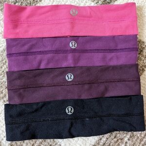 Lot of 4 Lululemon headbands, berry colors